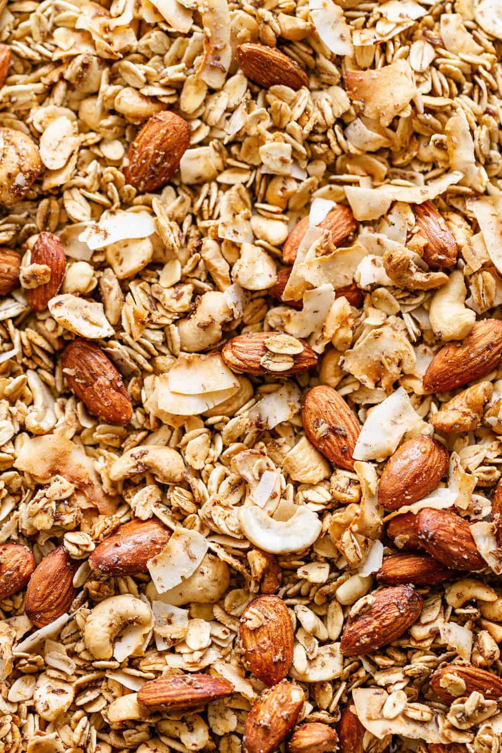 crunchy healthy homemade granola fresh from the oven