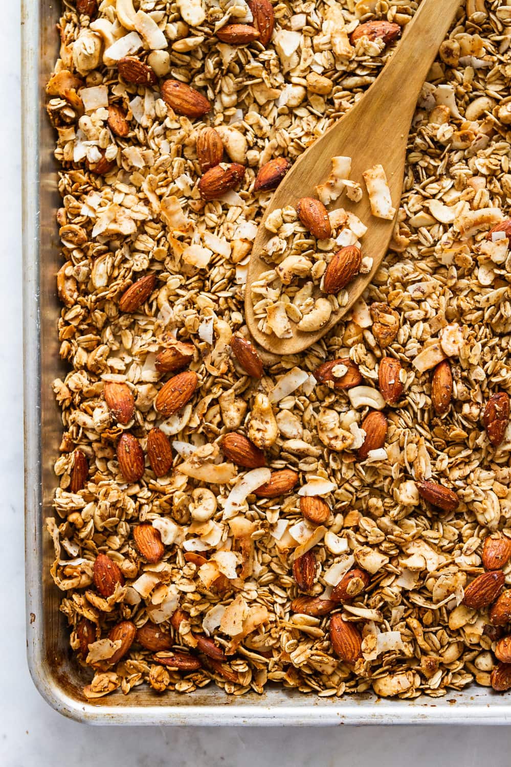 healthy granola just finished baking in the oven